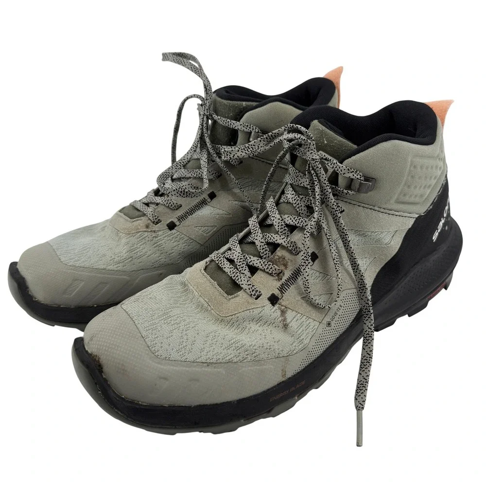 Salomon Outpulse Mid GTX Hiking Boots Shoe Gray Black Men 9.5 Outdoor 415889
